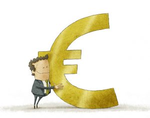 Business Man Hugging Euro Sign