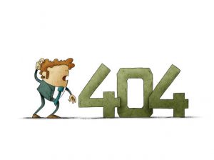 404 Error Page Not Found. Shocked Man Looks At The Error Message. Isolated