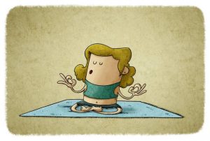 Illustration Of Very Relaxed Woman Is Practicing Yoga Sitting On Her Mat