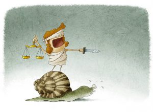 Lady Justice On Top Of A Snail.