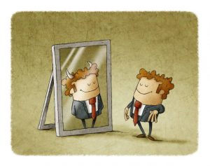 Businessman Has Been Reflected As A Devil In A Mirror